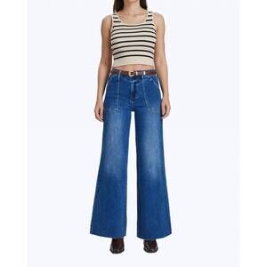 NEW BAYEAS high rise utility wide leg jeans in dark indigo